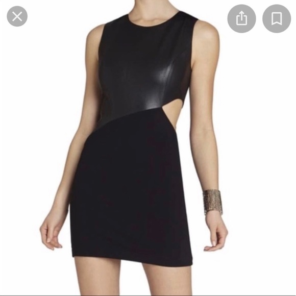 BCBG MaxAria Women’s Black Faux Leather Mini Dress XS - Picture 2 of 6